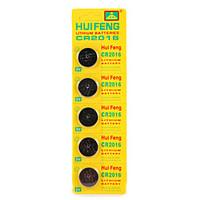 HUI FENG CR2016 Button Battery 3V 5pcs