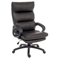 Huxley Home Office Chair In Black Faux Leather With Castors