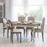 Hudson Living Maison Cool Grey Dining Set - Round Extending with 4 Button and 2 Balloon Back Chairs