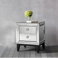 Hudson Living Aster Accent Mirrored Side Table - 2 Drawer