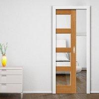 Humber Oak Single Pocket Door - Clear Glass