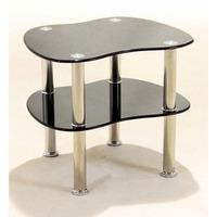 hudson 2 tier black glass side table