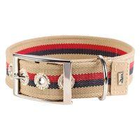 Hunter Canvas New Orleans Stripes Dog Collar - Beige - Size 50: 35-45cm neck circumference