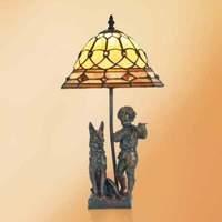 Hugo table lamp with resin figures, Tiffany style