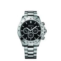 Hugo Boss HB-6030 men\'s round black dial stainless steel bracelet chronograph watch