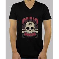 human skulls and bones shirt v neck