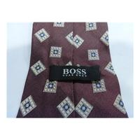 Hugo Boss Silk Tie Aubergine With Silver Square Design