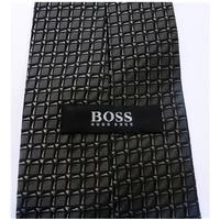 Hugo Boss Grey and Black Checked Silk Tie