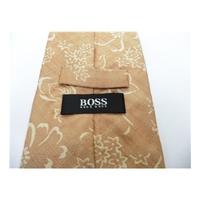 Hugo Boss Silk Tie in Beige with a Cream Flower Pattern