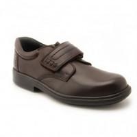 Hudson Brown Leather Boys Rip-tape School Shoes