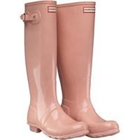 Hunter Original Womens Tall Gloss Wellington Boots Pink Sand