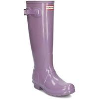 hunter original tall gloss womens wellington boots in purple