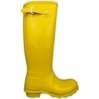 hunter original tall gloss womens wellington boots in yellow
