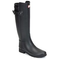 hunter original refined strap womens wellington boots in black
