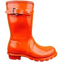 hunter original short gloss womens wellington boots in orange