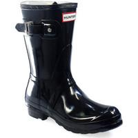 Hunter Original Gloss Short Black Synthetic Wellington Boots women\'s Wellington Boots in black