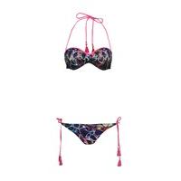 HULA - Black and Pink Tropical Print Bikini Set