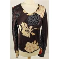 hugo boss size 8 brown black cream pink and red floral patterned silke ...