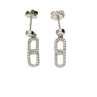 Hush Dbl Oval Linked Cz Silver Earrings