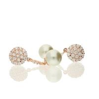 Hush Round Pavé Cz With Faux Pearl in Rose Gold