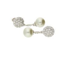 hush round pav cz with faux pearl in silver