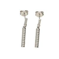 Hush Straight Cz Drop Silver Earrings