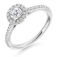 hugh rice platinum claw set round brilliant cut diamond halo engagemen ...