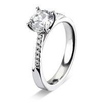 Hugh Rice Platinum JOURNEY Round Brilliant Cut Diamond Engagement Ring with Diamond Set Shoulders