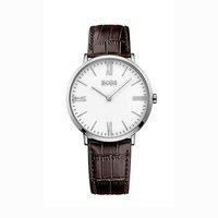 hugo boss gents jackson 40mm white dial brown strap watch