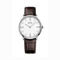 Hugo Boss Gents Jackson 40mm White Dial Brown Strap Watch