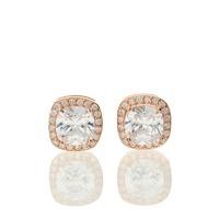 Hush Rose Square Cz Stud Earrings