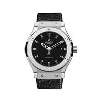Hublot Classic Fusion Automatic men\'s titanium and black strap watch