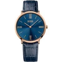 Hugo Boss Mens Jackson Rose Gold Plated Blue Strap Watch 1513371