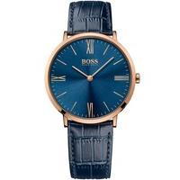 Hugo Boss Mens Jackson Rose Gold Plated Blue Strap Watch 1513371