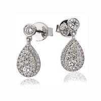 Hugh Rice 18ct White Gold and Diamond Pear Shaped Drop Earrings