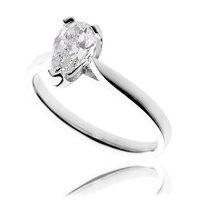 Hugh Rice 3 Claw Platinum and Graded Pear Cut Diamond 1.00ct Solitaire Ring