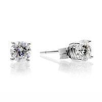 Hugh Rice Four Claw 18ct White Gold 1.00ct Round Brilliant Diamond Earrings