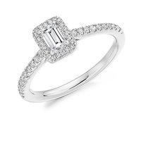 Hugh Rice Platinum Emerald Cut Diamond Halo Engagement Ring