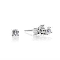 Hugh Rice Four Claw 18ct White Gold 0.20ct Round Brilliant Diamond Earrings
