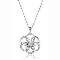 Hugh Rice 18ct White Gold Open Flower Diamond Pendant. Total Dia Weight 0.45ct minimum