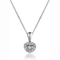 hugh rice 18ct white gold 035ct diamond heart cluster pendant