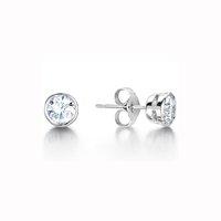 Hugh Rice Smooth Set 18ct White Gold 0.75ct Round Brilliant Diamond Earrings