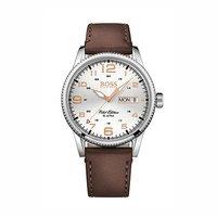 hugo boss gents pilot vintage rose gold plate brown leather watch