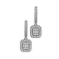 Hugh Rice 18ct White Gold and Diamond Baguette Drop Earrings