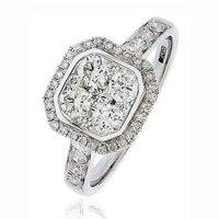 hugh rice 18ct white gold 095ct diamond octagon cluster ring