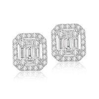 Hugh Rice 18ct White Gold and Diamond 0.50ct Baguette and Round Brilliant Earrings