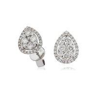 Hugh Rice 18ct White Gold and Diamond 0.75ct Pear With Bezel Earrings
