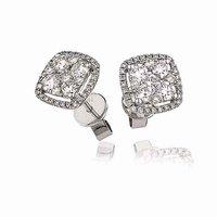Hugh Rice 18ct White Gold and Square Diamond Bezel 1.0ct Earrings
