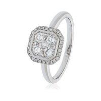 Hugh Rice 18ct White Gold and 0.70ct Diamond Cluster Square Ring