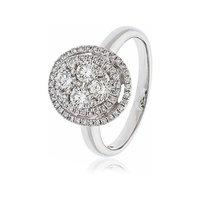 Hugh Rice 18ct White Gold and 0.80ct Diamond Cluster Ring With 2 Diamond Bezel